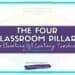 Graphic with a purple box and text: Discover the Four Classroom Pillars for Elevating 21st Century Teaching from Student-Centered World. The text is set against a faded background with subtle circular patterns behind.