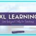 Graphic with a bright blue border featuring the text IXL Learning in large letters. Below, it highlights core subject tools for teachers, directing viewers to studentcenteredworld.com and promoting Student-Centered World at the bottom.