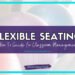 Promotional image for Flexible Seating: A How-To Guide for Classroom Management by studentcenteredworld.com, featuring a background with exercise balls and a decorative border.